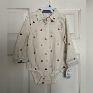 OshKosh B'gosh Cream Bodysuit with Red Train Design NWT size 18-24 months